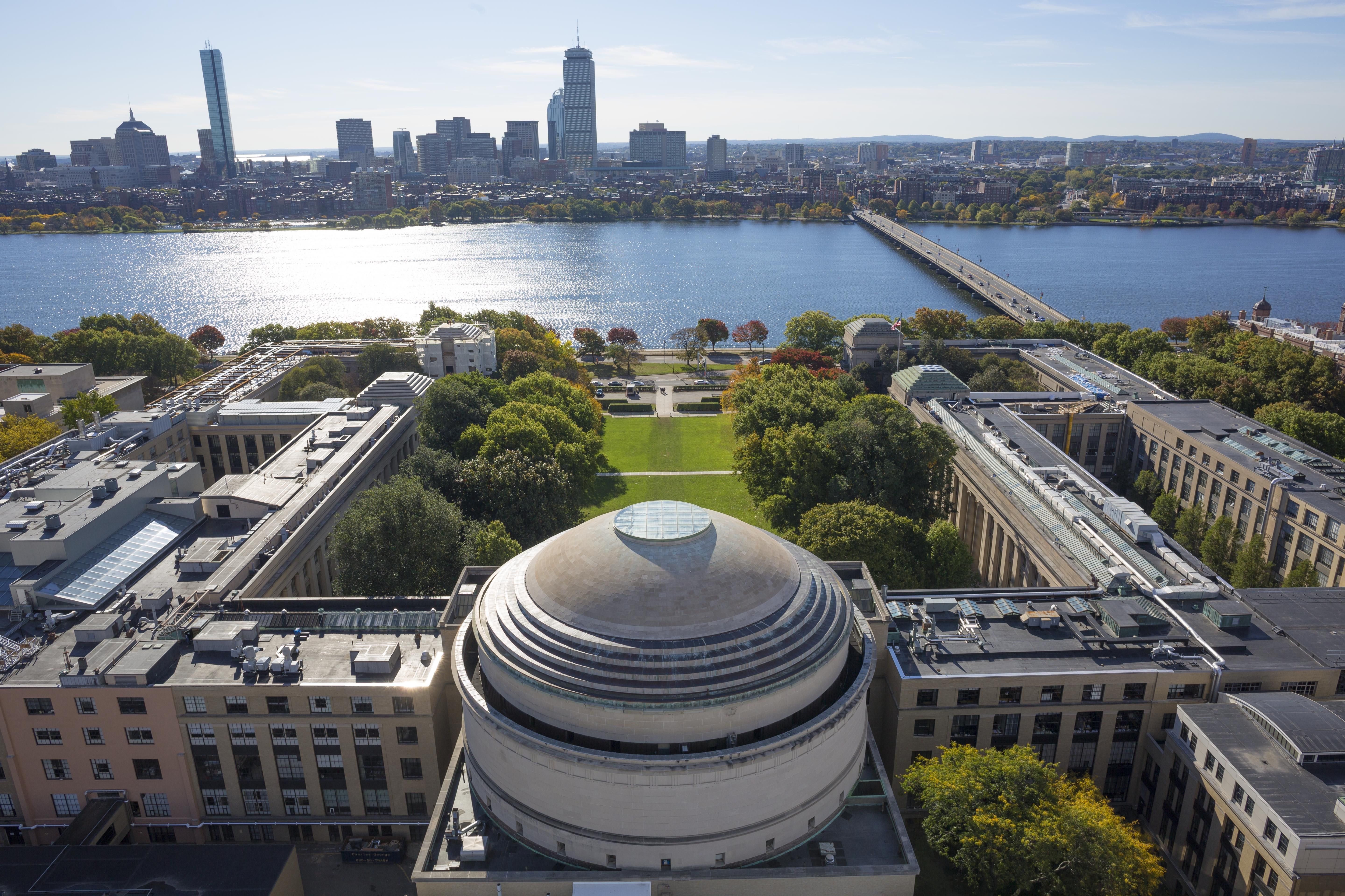 MIT Aerial View with Boston Skyline