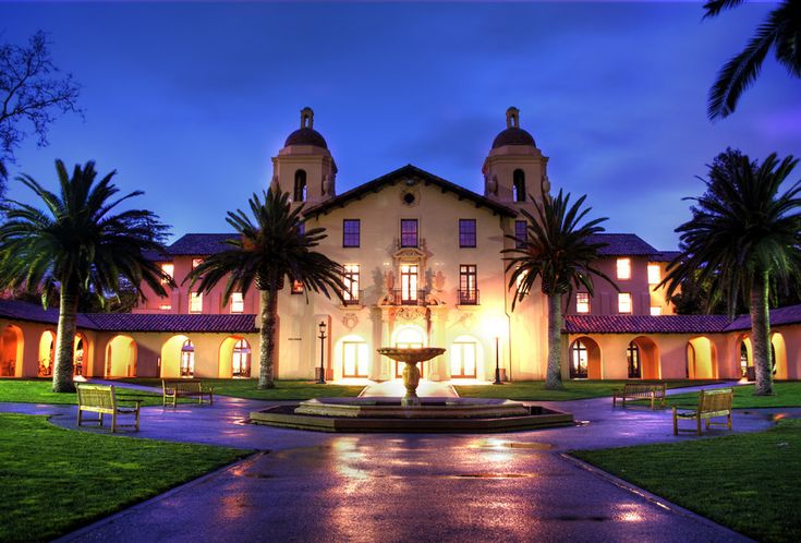 Stanford University Memorial Court at Night